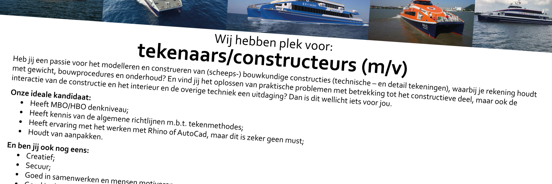 Een voorbeeld van een personeels advertentie op gemaakt door Advertentie Opmaak Service